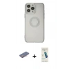 MARSİLYAN™- iPhone 13 Pro Max Kılıf Kutup Klasik - Şeffaf Pasifik Cam Ekran Koruyucu + Renkli Kamera Lens Koruma Cam - PE