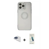 MARSİLYAN™- iPhone 13 Pro Max Kılıf Kutup Klasik - Şeffaf Pasifik Cam Ekran Koruyucu + Pers Alüminyum Kamera Lens - LT