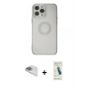 MARSİLYAN™- iPhone 13 Pro Max Kılıf Kutup Klasik - Şeffaf Pasifik Cam Ekran Koruyucu + Pers Alüminyum Kamera Lens - SABE