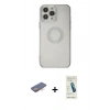 MARSİLYAN™- iPhone 13 Pro Max Kılıf Kutup Klasik - Şeffaf Pasifik Cam Ekran Koruyucu + Renkli Kamera Lens Koruma Cam - TU