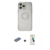 MARSİLYAN™- iPhone 13 Pro Max Kılıf Kutup Klasik - Şeffaf Pasifik Cam Ekran Koruyucu + Renkli Kamera Lens Koruma Cam - SI
