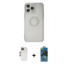 MARSİLYAN™- iPhone 13 Pro Max Kılıf Kutup Klasik - Siyah 18D Cam Ekran Koruyucu + Shine Kamera Lens - GD