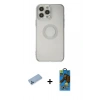 MARSİLYAN™- iPhone 13 Pro Max Kılıf Kutup Klasik - Siyah 18D Cam Ekran Koruyucu + Shine Kamera Lens Koruma Cam - MI