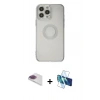 MARSİLYAN™- iPhone 13 Pro Max Kılıf Kutup Klasik - Siyah 3D Antistatik Cam Ekran Koruyucu + Pers Alüminyum Kamera Lens - GI
