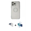 MARSİLYAN™- iPhone 13 Pro Max Kılıf Kutup Klasik - Siyah 3D Antistatik Cam Ekran Koruyucu + Pers Alüminyum Kamera Lens - LT