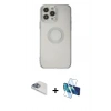 MARSİLYAN™- iPhone 13 Pro Max Kılıf Kutup Klasik - Siyah 3D Antistatik Cam Ekran Koruyucu + Pers Alüminyum Kamera Lens - SABE