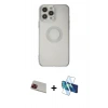 MARSİLYAN™- iPhone 13 Pro Max Kılıf Kutup Klasik - Siyah 3D Antistatik Cam Ekran Koruyucu + Rainbow Kamera Lens Koruma Cam - KI