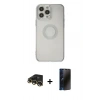 MARSİLYAN™- iPhone 13 Pro Max Kılıf Kutup Klasik - Siyah 3D Antistatik Hayalet Cam Ekran Koruyucu + Raze Metal Kamera Lens - GD
