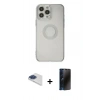 MARSİLYAN™- iPhone 13 Pro Max Kılıf Kutup Klasik - Siyah 3D Antistatik Hayalet Cam Ekran Koruyucu + Pers Alüminyum Kamera Lens - LT