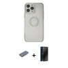 MARSİLYAN™- iPhone 13 Pro Max Kılıf Kutup Klasik - Siyah 3D Antistatik Hayalet Cam Ekran Koruyucu + Renkli Kamera Lens Koruma Cam - PE