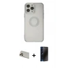 MARSİLYAN™- iPhone 13 Pro Max Kılıf Kutup Klasik - Siyah 3D Antistatik Hayalet Cam Ekran Koruyucu + Rainbow Kamera Lens Koruma Cam - REGD