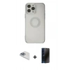 MARSİLYAN™- iPhone 13 Pro Max Kılıf Kutup Klasik - Siyah 3D Antistatik Hayalet Cam Ekran Koruyucu + Pers Alüminyum Kamera Lens - SABE