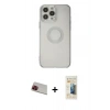 MARSİLYAN™- iPhone 13 Pro Max Kılıf Kutup Klasik - Siyah 6D Mat Seramik Hayalet Nano Ekran Koruyucu + Kırmızı Rainbow Kamera Lens Koruma Cam