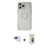 MARSİLYAN™- iPhone 13 Pro Max Kılıf Kutup Klasik - Siyah 6D Mat Seramik Hayalet Nano Ekran Koruyucu + Pers Alüminyum Kamera Lens - LT