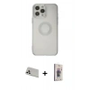 MARSİLYAN™- iPhone 13 Pro Max Kılıf Kutup Klasik - Siyah Bilvis 3D Cam Ekran Koruyucu + Beyaz Rainbow Kamera Lens Koruma Cam