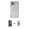 MARSİLYAN™- iPhone 13 Pro Max Kılıf Kutup Klasik - Siyah Bilvis 3D Cam Ekran Koruyucu + Neon Fosforlu Kamera Lens - MI