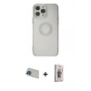 MARSİLYAN™- iPhone 13 Pro Max Kılıf Kutup Klasik - Siyah Bilvis 3D Cam Ekran Koruyucu + Rainbow Kamera Lens Koruma Cam - MI