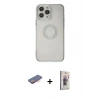 MARSİLYAN™- iPhone 13 Pro Max Kılıf Kutup Klasik - Siyah Bilvis 3D Cam Ekran Koruyucu + Renkli Kamera Lens Koruma Cam - TU
