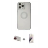 MARSİLYAN™- iPhone 13 Pro Max Kılıf Kutup Klasik - Siyah Bilvis 3D Mat Cam Ekran Koruyucu + Rainbow Kamera Lens Koruma Cam - KI