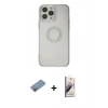 MARSİLYAN™- iPhone 13 Pro Max Kılıf Kutup Klasik - Siyah Bilvis 3D Mat Cam Ekran Koruyucu + Shine Kamera Lens Koruma Cam - PE