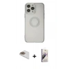 MARSİLYAN™- iPhone 13 Pro Max Kılıf Kutup Klasik - Siyah Bilvis 3D Mat Cam Ekran Koruyucu + Pers Alüminyum Kamera Lens - GD