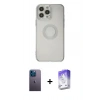 MARSİLYAN™- iPhone 13 Pro Max Kılıf Kutup Klasik - Siyah Bilvis 5in1 3D Magic Cam Ekran Koruyucu + Neon Fosforlu Kamera Lens - MI
