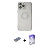 MARSİLYAN™- iPhone 13 Pro Max Kılıf Kutup Klasik - Siyah Bilvis 5in1 3D Magic Cam Ekran Koruyucu + Renkli Kamera Lens Koruma Cam - PE