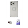 MARSİLYAN™- iPhone 13 Pro Max Kılıf Kutup Klasik - Siyah Bilvis 5in1 5D Magic Hayalet Cam Ekran Koruyucu + Rainbow Kamera Lens Koruma Cam - KI