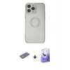 MARSİLYAN™- iPhone 13 Pro Max Kılıf Kutup Klasik - Siyah Bilvis 5in1 5D Magic Hayalet Cam Ekran Koruyucu + Yeşil Renkli Kamera Lens Koruma Cam