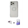 MARSİLYAN™- iPhone 13 Pro Max Kılıf Kutup Klasik - Siyah Bilvis 5in1 5D Magic Hayalet Cam Ekran Koruyucu + Pers Alüminyum Kamera Lens - GI