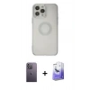 MARSİLYAN™- iPhone 13 Pro Max Kılıf Kutup Klasik - Siyah Bilvis 5in1 5D Magic Hayalet Cam Ekran Koruyucu + Neon Fosforlu Kamera Lens - BZ