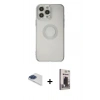 MARSİLYAN™- iPhone 13 Pro Max Kılıf Kutup Klasik - Siyah Bilvis Hayalet Cam Ekran Koruyucu + Pers Alüminyum Kamera Lens - LT