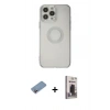 MARSİLYAN™- iPhone 13 Pro Max Kılıf Kutup Klasik - Siyah Bilvis Hayalet Cam Ekran Koruyucu + Shine Kamera Lens Koruma Cam - PE