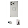 MARSİLYAN™- iPhone 13 Pro Max Kılıf Kutup Klasik - Siyah Bilvis Hayalet Cam Ekran Koruyucu + Rainbow Kamera Lens Koruma Cam - MI