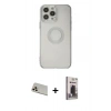 MARSİLYAN™- iPhone 13 Pro Max Kılıf Kutup Klasik - Siyah Bilvis Hayalet Cam Ekran Koruyucu + Rainbow Kamera Lens Koruma Cam - REGD