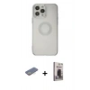 MARSİLYAN™- iPhone 13 Pro Max Kılıf Kutup Klasik - Siyah Bilvis Hayalet Cam Ekran Koruyucu + Renkli Kamera Lens Koruma Cam - SI