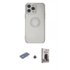 MARSİLYAN™- iPhone 13 Pro Max Kılıf Kutup Klasik - Siyah Bilvis Hayalet Cam Ekran Koruyucu + Renkli Kamera Lens Koruma Cam - YL