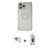 MARSİLYAN™- iPhone 13 Pro Max Kılıf Kutup Klasik - Siyah Bilvis Hayalet Cam Ekran Koruyucu + Pers Alüminyum Kamera Lens - SABE