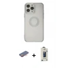 MARSİLYAN™- iPhone 13 Pro Max Kılıf Kutup Klasik - Siyah Bilvis Hayalet Cam Ekran Koruyucu + Renkli Kamera Lens Koruma Cam - TU