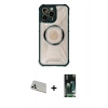 MARSİLYAN™- iPhone 13 Pro Max Kılıf Kutup Modern - Şeffaf 360 Full Body Arka Koruyucu + Rainbow Kamera Lens Koruma Cam - BZ
