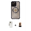 MARSİLYAN™- iPhone 13 Pro Max Kılıf Kutup Modern - Şeffaf Maxco Cam Ekran Koruyucu + Gold Shine Kamera Lens