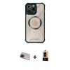MARSİLYAN™- iPhone 13 Pro Max Kılıf Kutup Modern - Şeffaf Maxco Cam Ekran Koruyucu + Kırmızı Rainbow Kamera Lens Koruma Cam