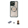 MARSİLYAN™- iPhone 13 Pro Max Kılıf Kutup Modern - Şeffaf Maxco Cam Ekran Koruyucu + Mavi Renkli Kamera Lens Koruma Cam