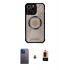 MARSİLYAN™- iPhone 13 Pro Max Kılıf Kutup Modern - Şeffaf Maxco Cam Ekran Koruyucu + Neon Fosforlu Kamera Lens - MI