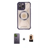 MARSİLYAN™- iPhone 13 Pro Max Kılıf Kutup Modern - Şeffaf Maxco Cam Ekran Koruyucu + Yeşil Neon Fosforlu Kamera Lens
