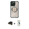 MARSİLYAN™- iPhone 13 Pro Max Kılıf Kutup Modern - Şeffaf Pasifik Cam Ekran Koruyucu + Raze Metal Kamera Lens - GD