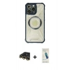 MARSİLYAN™- iPhone 13 Pro Max Kılıf Kutup Modern - Şeffaf Pasifik Cam Ekran Koruyucu + Raze Metal Kamera Lens - GD