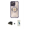 MARSİLYAN™- iPhone 13 Pro Max Kılıf Kutup Modern - Şeffaf Pasifik Cam Ekran Koruyucu + Raze Metal Kamera Lens - GD