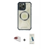 MARSİLYAN™- iPhone 13 Pro Max Kılıf Kutup Modern - Şeffaf Pasifik Cam Ekran Koruyucu + Pers Alüminyum Kamera Lens - KI
