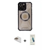 MARSİLYAN™- iPhone 13 Pro Max Kılıf Kutup Modern - Şeffaf Pasifik Cam Ekran Koruyucu + Pers Alüminyum Kamera Lens - GD